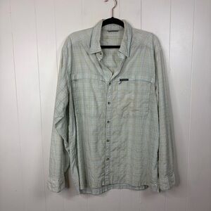 Simms Guide Series Fishing Blue Plaid Button Down Shirt Mens size XL Summer